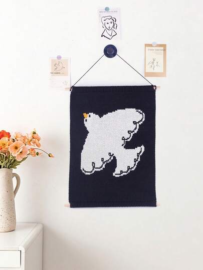  Tranh treo tường hình thỏ phong cách Bắc Âu ấm cúng của YikaraKnitz, tác phẩm nghệ thuật bằng vải dệt thủ công với thanh gỗ, trang trí tối giản cho phòng ngủ, ký túc xá, văn phòng.