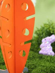 1 Set Carrot Shaped Wooden Pet Feeder Rack, Small Animal Vegetable Feeder Rack, Rabbit/Guinea Pig Interactive Snack Rack, Pet Food Dispenser, Vegetable/Hay/Leaf Feeding Rack, Small Pet Decorative Feeding Device, Detachable Vegetable Rack, Small Animal Feeding Supplies, Gift For Pet Owners - D - View 8