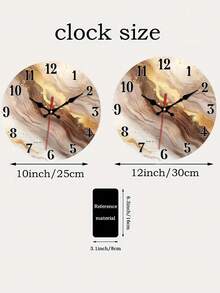 Elegant Gold & Brown Swirl Wooden Wall Clock - Silent, Round Analog Display Suitable For Living Room, Kitchen, Office - 10 Inch, 12 Inch Size Options - Requires AA Battery (Not Included), Wall Decor Clock - Multicolor - View 6