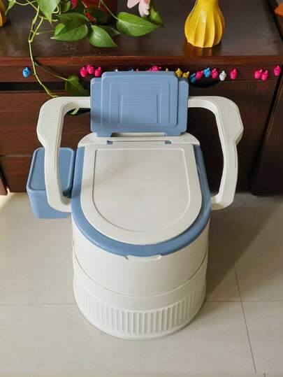 1pc Heavy Duty Bedside Commode, With Anti-Slip Base, Armrests And Elevated Seat Ring - Heavy Duty Plastic Construction, Double-Layer Odor Sealing, Compact Lightweight Design With Sturdy Legs, Suitable For Post-Surgery Use - For Bathroom, Shower Or Bed Use - Easy To Clean And Hygienic Portable Toilet Chair With Urine Bucket For Adults