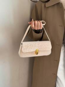 Retro Patchwork Leopard Print Elegant Underarm Shoulder Bag, Leopard Print Ladies Handbag, Leopard Print - Beige - View 6