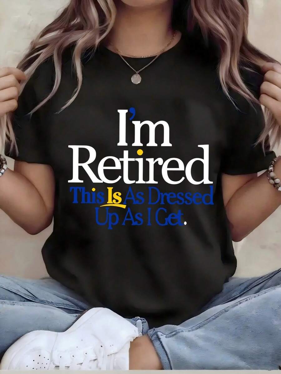 Plus Size, Plus-size T-shirt - Women's Fun Printed T-shirt - Casual Short-sleeved Round-neck Loose-fitting Top, Machine Washable for All-season Comfort, Casual Wear; Loose-fitting Style; Durable Print, Perfect for Holiday Gifts, Local Warehouse