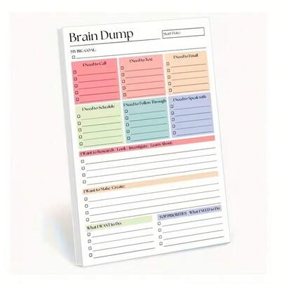 Brainstorming Worksheet | Productivity Planning Tool For Setting Goals And Task Management | To-Do List Organizer For Home, Work And Study | Daily Planner Notebook