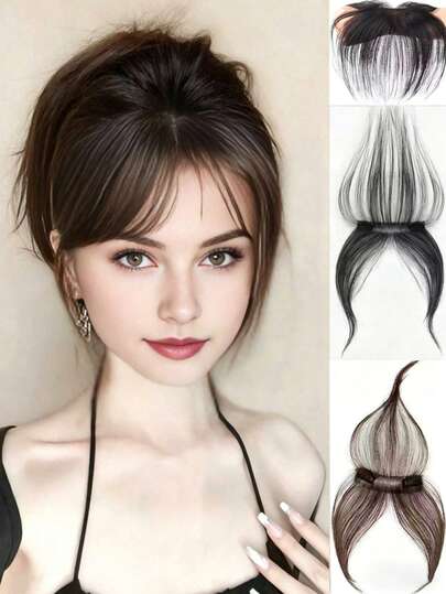 Clip In Bangs Hair Extensions, 3D Air Bangs With Temples, Natural Wispy Fringe Hairpiece For Women, High Quality Synthetic Heat Resistant Fake Bangs, One Piece Seamless Front Hair Extensions