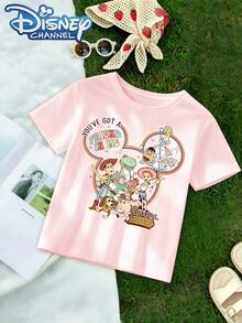 Toy Story Is A Cute, Fresh, And Stylish Disney Girls' Round-Neck T-Shirt Made Of 100% Pure Cotton. It Is An Ideal Choice For Daily Wear, Holiday Leisure, Outdoor Exploration, School Life, And Shopping Trips. It Is Also A Must-Have Item For Summer And Makes An Excellent Disney Gift For Both Girls And Boys. - Hồng - Xem 2