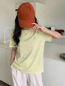 Camiseta con gráfico de letra - Amarillo - Ver 4