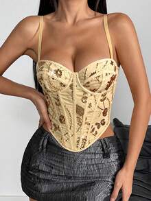 Áo hai dây nữ thêu sequin, thời trang mùa hè. - Vàng - Xem 6