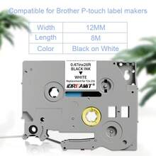 3包 12mm Tze231 Tze Tz 12mm 0.47" 覆膜白色标签带，兼容Brother P Touch标签带 12mm 白色 Tze-231 Tz231 Tz-231 标签带，适用于PTD210 PTD220 PT2040 PTD400 PTD600 PTD610BT 标签打印机，黑色 Om 白色 - 3 件 - 查看 2