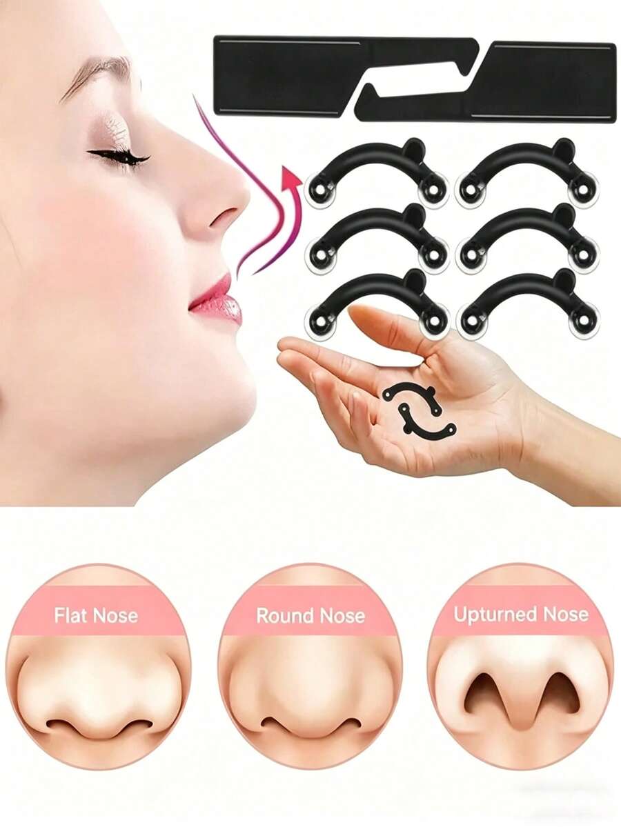 12/8/1件装隐形鼻夹，美妆鼻夹，鼻梁提拉塑形器，鼻部矫正器，鼻部塑形工具，鼻部提拉贴片，美容配件，面部轮廓修饰，隐形塑形，无缝设计，耐用夹子，柔韧设计，面部提拉工具，男女通用，个人护理必备品 - 彩色 - 查看 1