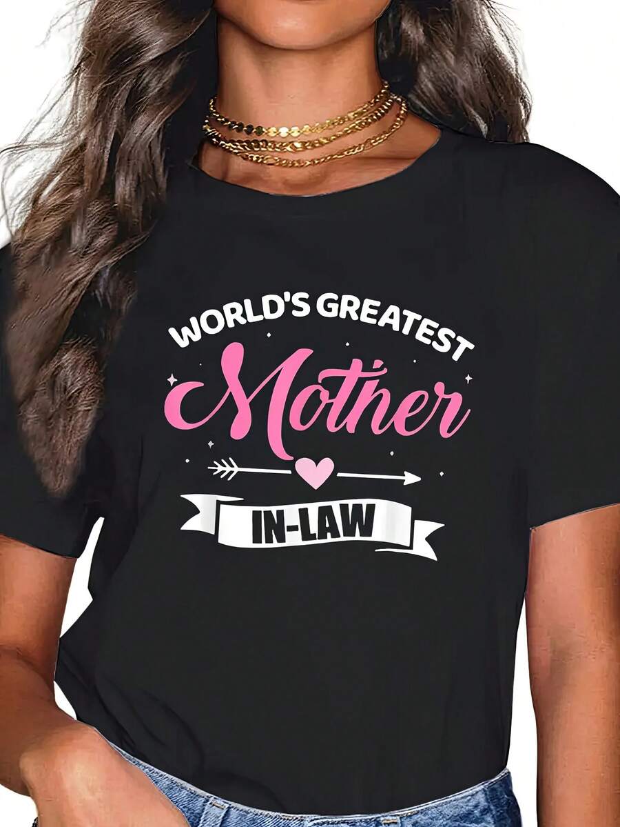 Camiseta casual de manga corta con cuello de tripulación con estampado gráfico, perfecta para verano y primavera, diseñada para mujeres
