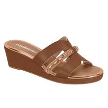 Tamanco Feminino Moleca Anabela Com Pedraria 5512311 - Avelã - Visão 1
