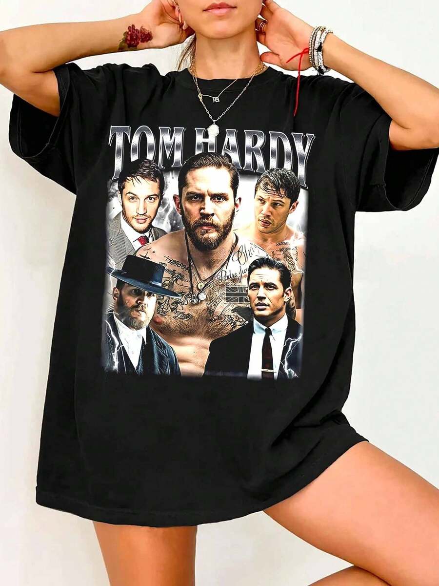 Tom Hardy Graphic T-Shirt, Vintage Style Inspired By Actors' Films - Black - View 1