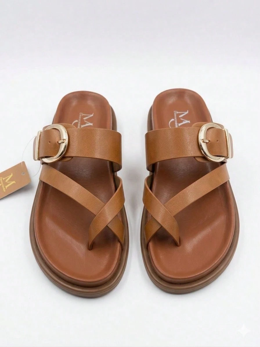 Women Flat Sandals - Camel - View 1