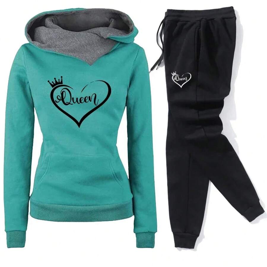 Oferta Especial: Conjunto Deportivo de Moda 2026 para Mujer - Ropa Casual para Exteriores y Uso Diario, Pantalones de Chándal y Sudadera de Manga Larga de Estilo Sencillo - Verde - Ver 1