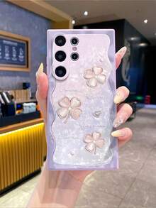 1 buah Casing Ponsel Android Kompatibel dengan S25Ultra S24Ultra S23Ultra S22Ultra/Redmi12 Note 13/ Series, 1 buah Casing Ponsel Silikon Lembut Tahan Guncangan dan Anti Sidik Jari dengan Bingkai Ungu Minimalis Mewah dan Motif Daun Semanggi Empat Kelopak. - Mauve Purple - View 5