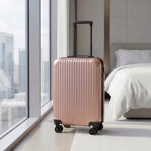 Hand Luggage Box, Trolley Luggage Box, Personal Luggage, 20-Inch Luggage Box, Striped Luggage Box, ABS Material, Personal Bag, Hard-Shell Luggage Box, Lightweight Luggage Box, Cabin Luggage Box, Suitable For Both Men And Women, 360° Rotating Wheels, Silent Wheels, New Product Launch, Suitable For Students, Families, Schools, Business Travel And Outings - Hồng - Xem 1