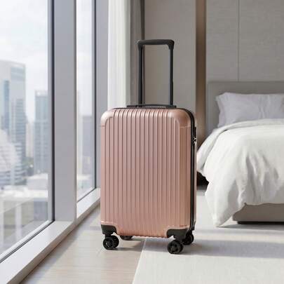 Hand Luggage Box, Trolley Luggage Box, Personal Luggage, 20-Inch Luggage Box, Striped Luggage Box, ABS Material, Personal Bag, Hard-Shell Luggage Box, Lightweight Luggage Box, Cabin Luggage Box, Suitable For Both Men And Women, 360° Rotating Wheels, Silent Wheels, New Product Launch, Suitable For Students, Families, Schools, Business Travel And Outings