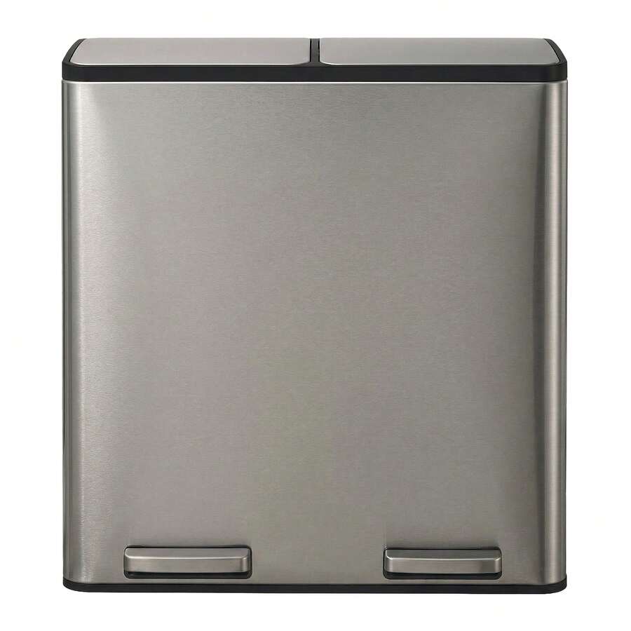 SONGMICS Trash Can, 2 X 8 Gallon (2 X 30 L) Double Compartment Garbage Can For Recycling, Stainless Steel, With 15 Liner Bags, Soft-Close Lids, Removable Buckets, Pedals, Silver ULTB160EZ01 - Bạc - Xem 1