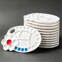1/10/50 piezas Paletas de pintura de plástico blanco transparente, bandejas de mezcla de pintura ligeras y portátiles. Herramientas de pintura confiables, adecuadas para estudiantes y artistas, perfectas para el aula, el estudio, la creación de arte DIY diaria y regalos de regreso a la escuela. - Multicolor - Ver 22
