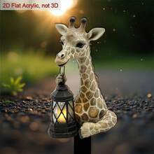 1pc 2D Acrylic Garden Decor Stake, With Pointed Base Giraffe Shaped Design, Lantern Decor, Ideal For Lawn & Yard Beautification, Perfect For Plant Lovers & Outdoor Decor, 2D Flat Design - Multiple Styles - View 6