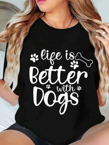 T-shirts for Female Dog and Cat Moms T-shirts for Dog Lovers T-shirts for All Seasons Suitable for Christmas, Easter, Halloween, Thanksgiving, Etc. - Negro - Ver 2