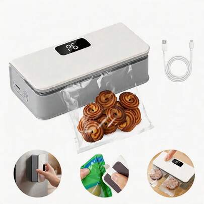 FollowBreak Mini Electric Sealing Machine, Type-C Charging, Digital Display Battery Level + Auto Sealing, Moisture-Proof Sealing For Snacks, Portable Home Use - 1300mAh Large Battery