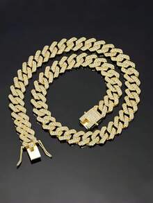 1pc Hip-Hop Bling Bling Cuban Link Chain Necklace For Men, Unique Design Choker Necklace, Suitable For Music Festival, Daily Wear, Party, Available In Multiple Sizes - Multicolor - View 11