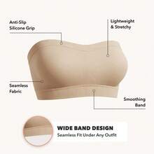 [Free Shipping]  Truekind Convertible Strapless Bandeau Bra With Wireless Comfort, Anti-Slip Grip & Removable Straps - White - View 6