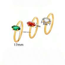 Nhẫn mạ vàng đính đá mắt ngựa Zirconia chất lượng cao, không phai màu, kiểu dáng phổ biến ở châu Âu và Mỹ, trang sức cá nhân hóa thời trang bán sỉ - Nhiều màu - Xem 6