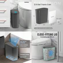 Cesun Bote de basura automático con sensor de movimiento para baño con tapa cubeta de basura sin contacto de 2.6 galones cubeta de basura delgado de plástico inteligente pequeño gris para inodoro - Gris - Ver 1