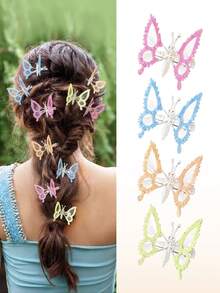 4PCS Girls 3D Moving Butterfly Hair Clips Metal Moving Wings 90s Fairy Hair Accessories Decor Hair Accessories(Glitter Multi Color) - Multicolor - View 2