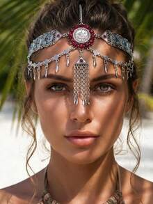 1 chiếc dây cài tóc tua rua kiểu Bohemian màu bạc dành cho nữ, thích hợp cho sử dụng hàng ngày, dự tiệc, đi biển hoặc du lịch. - bạc cổ - Xem 2