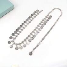 1pc Vintage Coin & Tassel Decor Waist Chain, Fashion Accessory For Dress, Belly Dance,Gold Jewllery - Multicolor - View 5