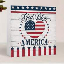 1pc 250 Years Of Freedom Pvc Box Sign Desk Decor, Independence Day Patriotic Boots Hat Retro Decorative Block Box Sign Decorations For Home Office Shelf Table Decor - Square - View 13
