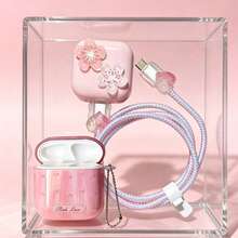 Sakura Charging Adapter & Cable Protective Set, 40W Apple Charging Cable Protector, Anti-Breakage Cable Organizer, Compatible With Apple 17/16/15/13/14 Charger - Pink - View 3