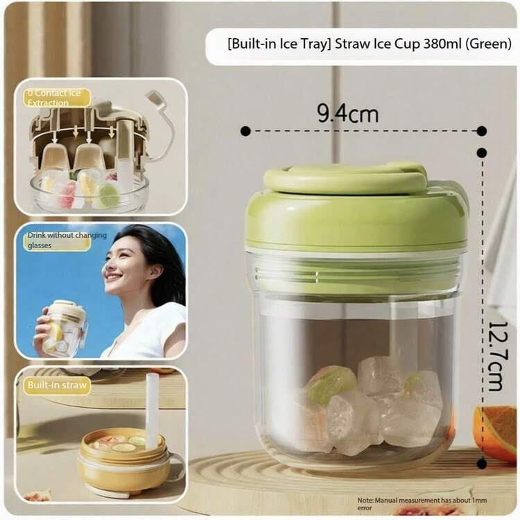 1pc 2-In-1 Straw Cup, No-Contact Ice Removal, Leak-Proof, Portable Summer Iced Drink Cup For Outdoor Use - Milk White - View 7