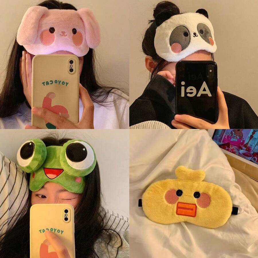 1pc Cute Cartoon Eye Mask, Sleep Mask, Pig, Frog, Panda Cartoon Funny Cute Unisex Sleep Mask, Travel Essential, Cruise Essential, Holiday Essential - A - View 1
