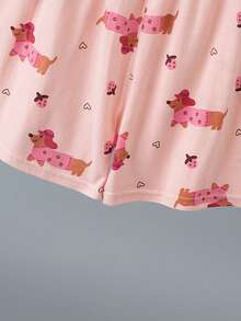 Bộ đồ ngủ bé gái 2 món/set, áo tay ngắn và quần short, pijama nhẹ họa tiết hoạt hình - Màu Hồng baby - Xem 9
