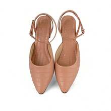 Elegant Women's Pointed Toe Pump With Buckle - White - View 2