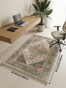 1 pieza Alfombra de área de gran tamaño con estilo bohemio en color verde, diseño fresco de primavera/verano, textura suave y cómoda, fácil de cuidar, base antideslizante, adecuada para sala de estar, dormitorio, cocina, comedor, entrada, oficina y decoración del hogar - Verde - Ver 17