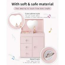 Vlando - Joyero musical para niñas regalo del día de San Valentín para niños caja de música grande con bailarina para decoración de recámara de cumpleaños regalo de joyería para niñas y niños - rosa claro - Ver 4