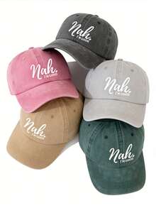 1pc Unisex Solid Color Versatile Printed Breathable Baseball Cap, Vintage Distressed Dad Hat, Suitable For Daily Wear, Sports, Hiking, Etc. - R - View 10