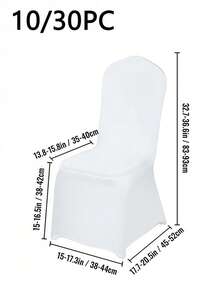 10/30pcs White Elastic Chair Covers For Wedding, Hotel, Banquet, Reusable Spandex Chair Slipcovers For Graduation Ceremony - White - View 2