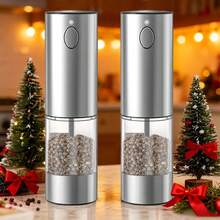 20packs [Stainless Steel Grinder] Rechargeable Electric Salt And Pepper Grinder Set, Premium Stainless Steel Automatic Pepper Salt Mill Grinder Set With LED Light, 3.2oz Larger Capacity, 6 Adjustable Coarseness - 3.2oz*2 - View 10