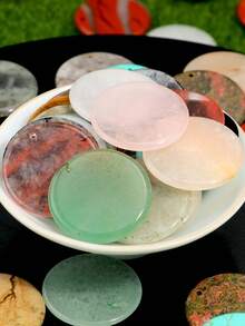2pcs Natural Stone Round Pendant DIY Jewelry Making Accessories, 30mm Red Stone & Jade Decoration Gifts - Multicolor - View 8