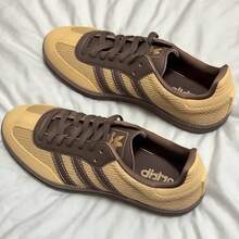 Adidas SAMBA OG新款復古低筒休閒鞋T頭鞋三葉草男女同款板鞋 - 棕色/卡其色 - 查看 4