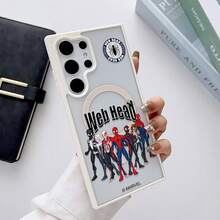 Miniso 1pcs Marvel Spider-Man Web Head Multiverse Spider-Heroes Group Slogan Design Phone Case Transparent Magnetic Shockproof Case Suitable For Samsung S26 Ultra/S26 Plus/S26/S25 Ultra/S25 Plus/S25/S24 Ultra/S24 Plus/S24/S23 Ultra/S23 FE/S23 Plus/S23/S22Ultra/S22 Plus/S22 Stocking Stuffers The Girlfriend - 淺灰色 - 查看 2