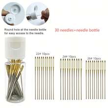 30pcs Cross Stitch Needle Set, Includes 3 Sizes Of Needles + Needle Case + Threader, Suitable For Handmade DIY Embroidery - 22#24#26#30 Pieces In Total + Plastic Tube - View 2
