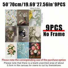1/9pcs Vintage Dark Academia Canvas Wall Art Posters For Room Home Decor Room Decor Aesthetic Room Decoration Stuff,Optional Frame Room Decor Wall Decor Floral Still Life & Swan Oil Painting Prints, Moody Botanical Gallery Decor For Living Room - Multicolor - View 29