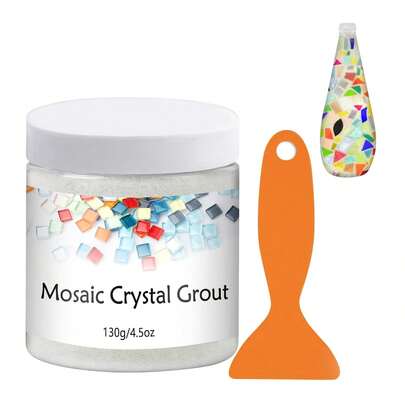 CAMUTKRY Mosaic Crystal Grout, Mosaics Tile Tools, Mosaic Tile Accessories U2013 Essential For Handmade Grouting And Perfect For DIY Craft Projects (Translucent, 4.5oz)